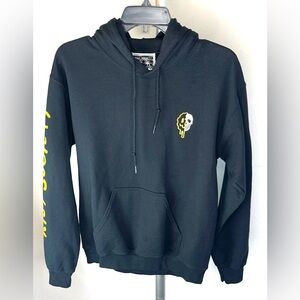 Riot Society Size Small Black Hoodie Monogram Sweatshirt Made in USA